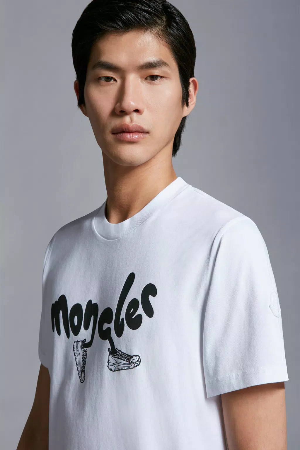 MONCLER - T-shirt à logo running blanc