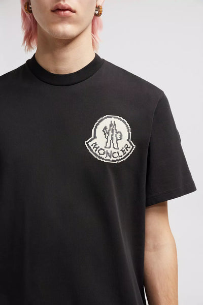 MONCLER - T-SHIRT NOIR LOGO PIXEL