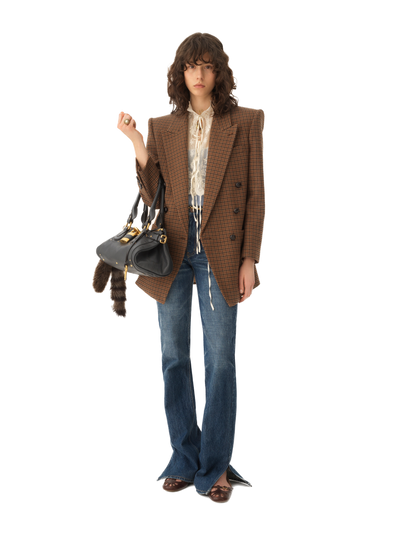 CHLOÉ - Veste blazer croisée en laine pied-de-poule