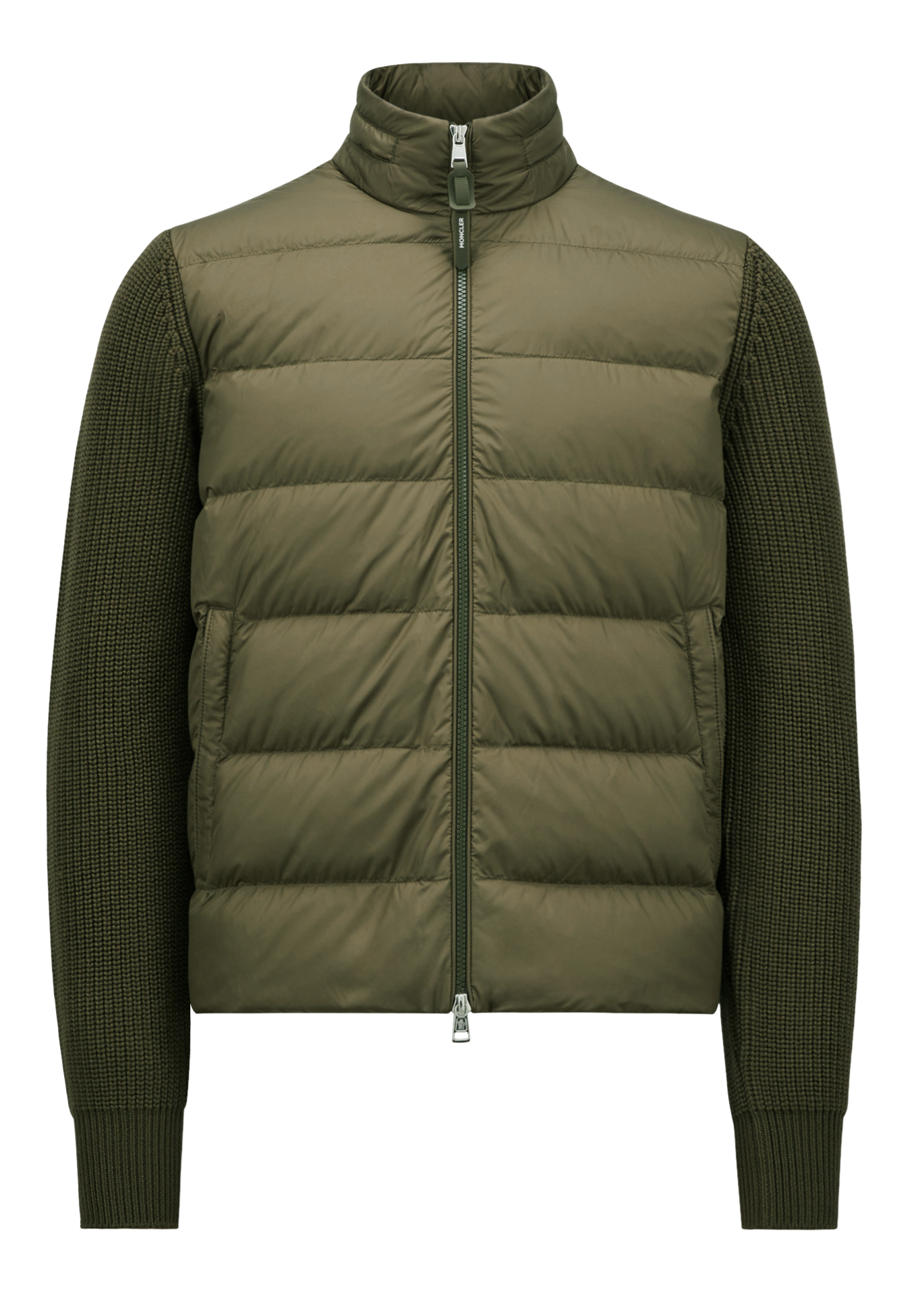 MONCLER - Cardigan bi-matière kaki