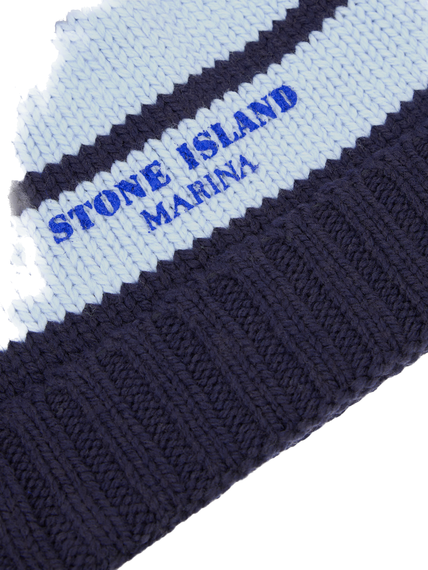 STONE ISLAND MARINA - Bonnet en laine à rayures et revers côtelé