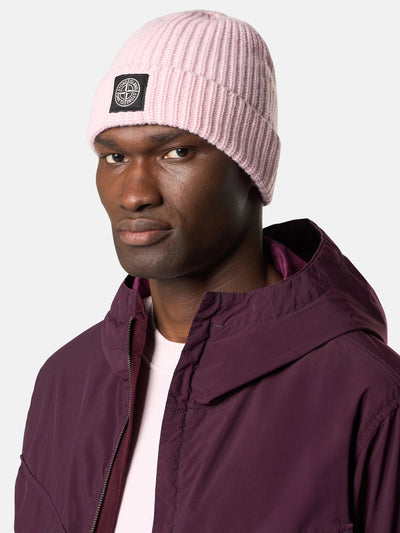 STONE ISLAND - Bonnet en maille rose