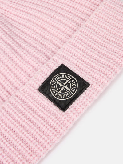 STONE ISLAND - Bonnet en maille rose