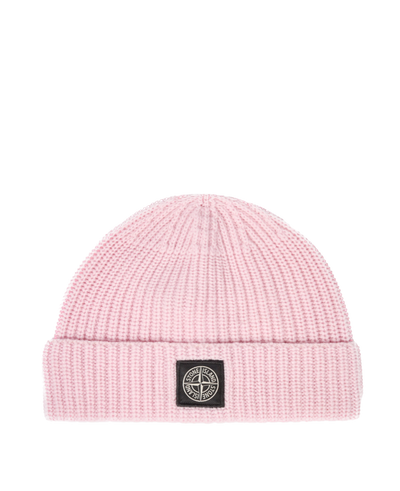 STONE ISLAND - Bonnet en maille rose