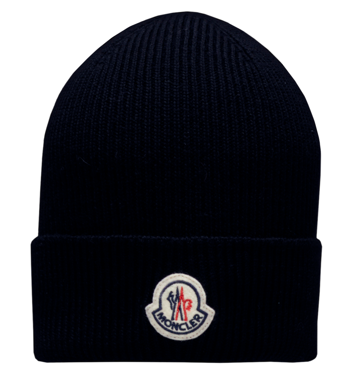 MONCLER - Bonnet en laine bleu marine