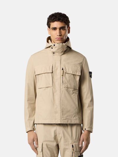 STONE ISLAND - Field jacket déperlante à capuche avec poches poitrine