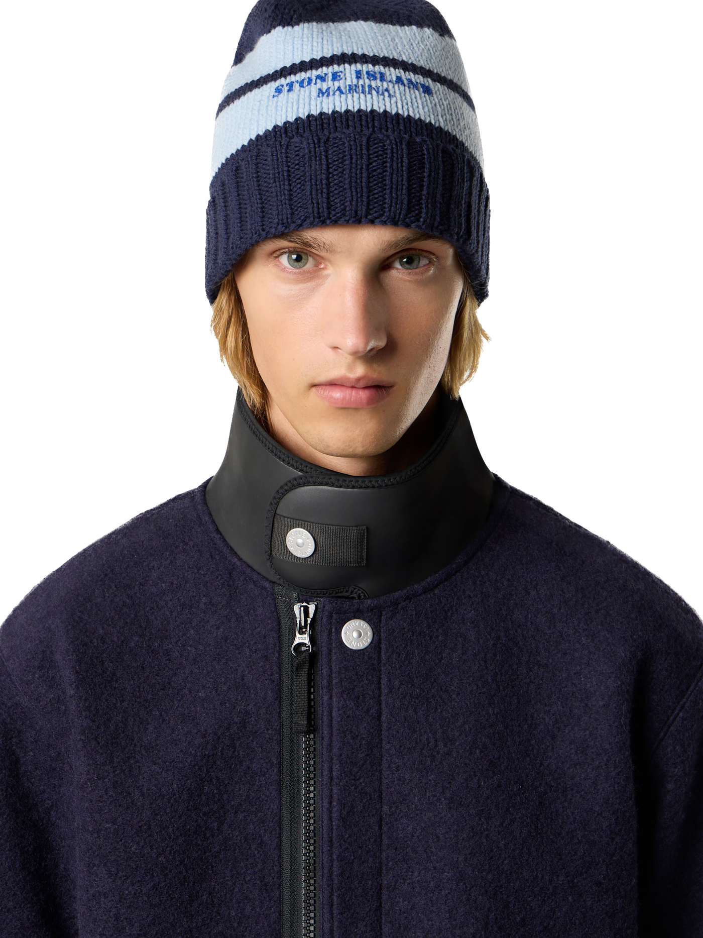 STONE ISLAND MARINA - Veste en laine avec col en nylon extensible
