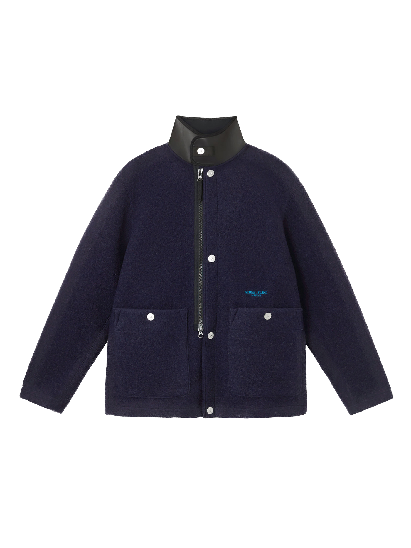 STONE ISLAND MARINA - Veste en laine avec col en nylon extensible