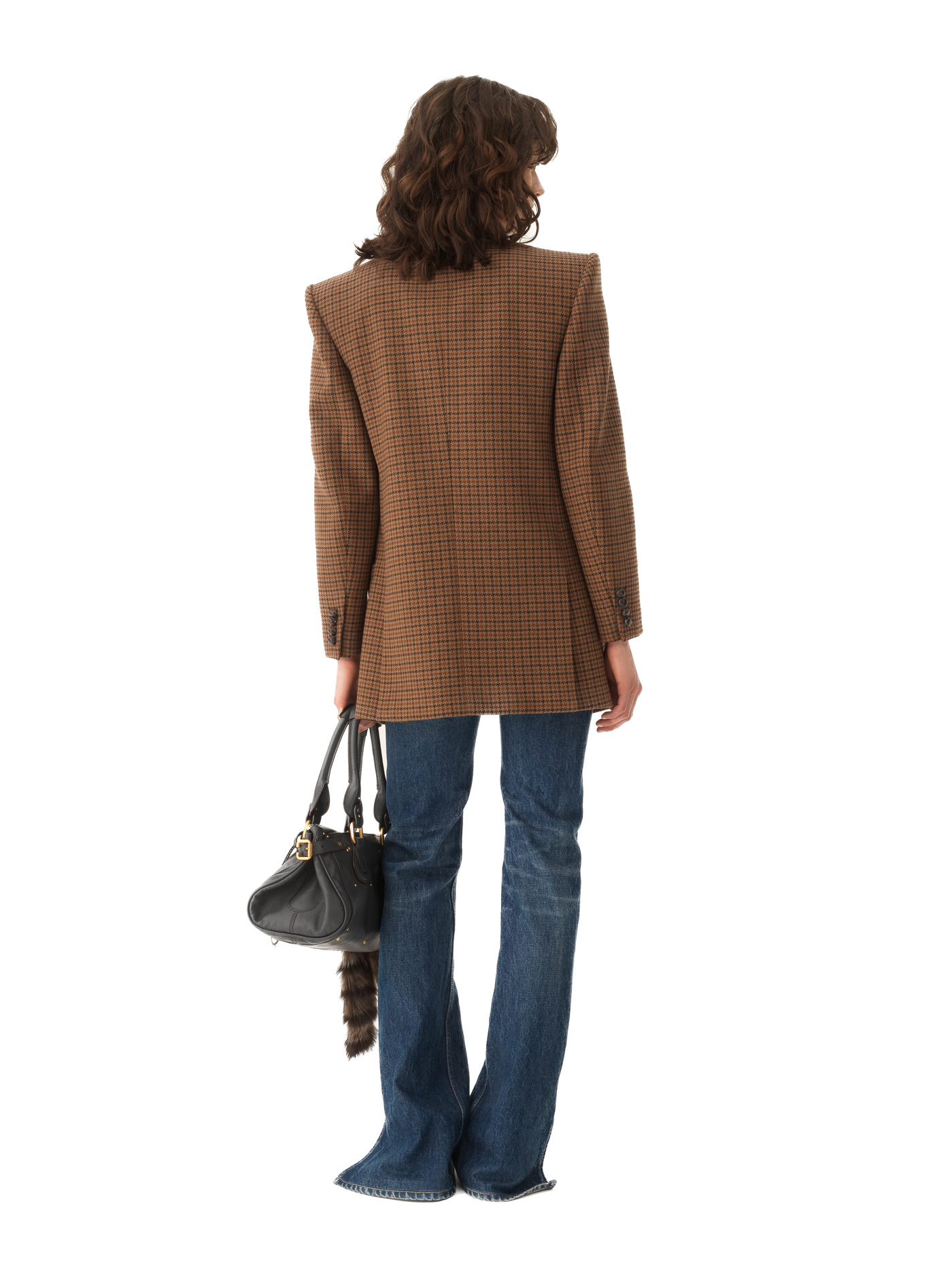 CHLOÉ - Veste blazer croisée en laine pied-de-poule
