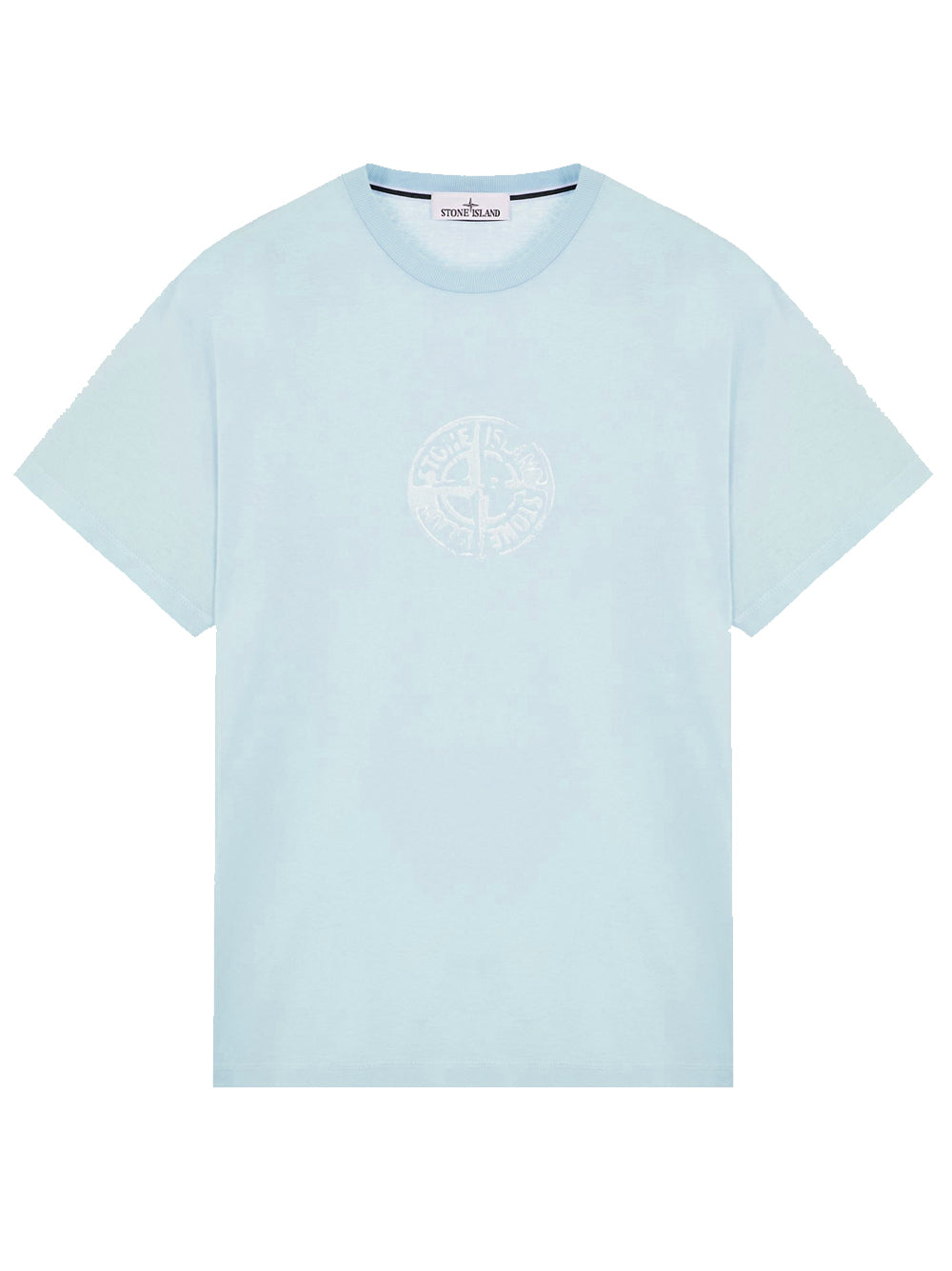 STONE ISLAND - Tee Shirt bleu à logo central
