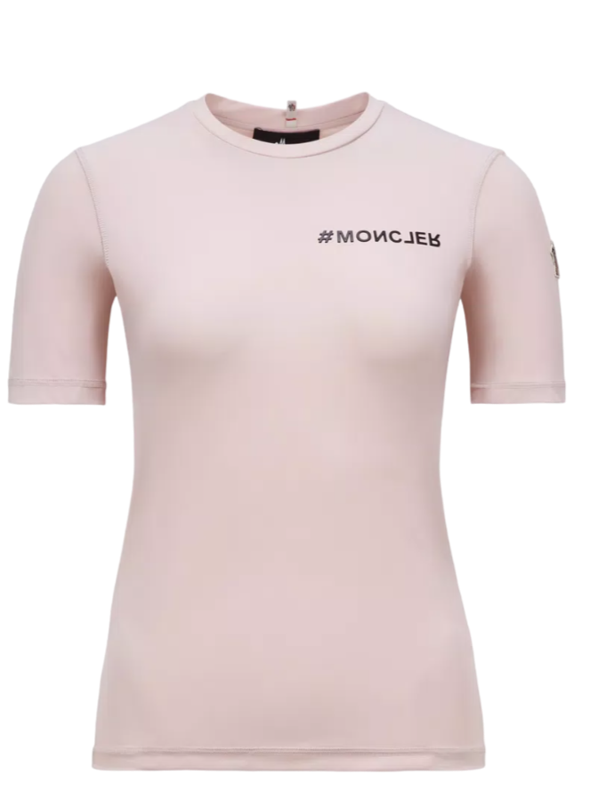 MONCLER - T-shirt à logo rose clair