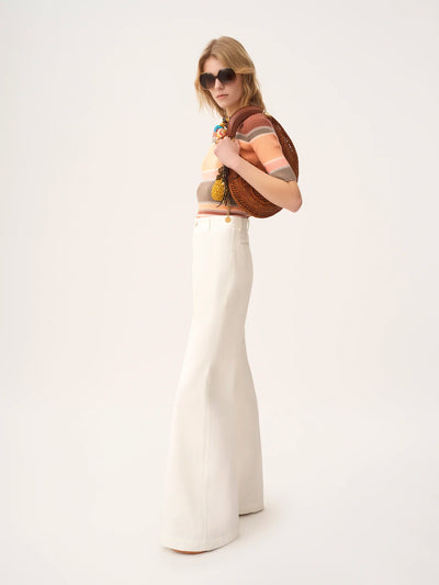 CHLOÉ - Pantalon taille haute évasé en toile de coton