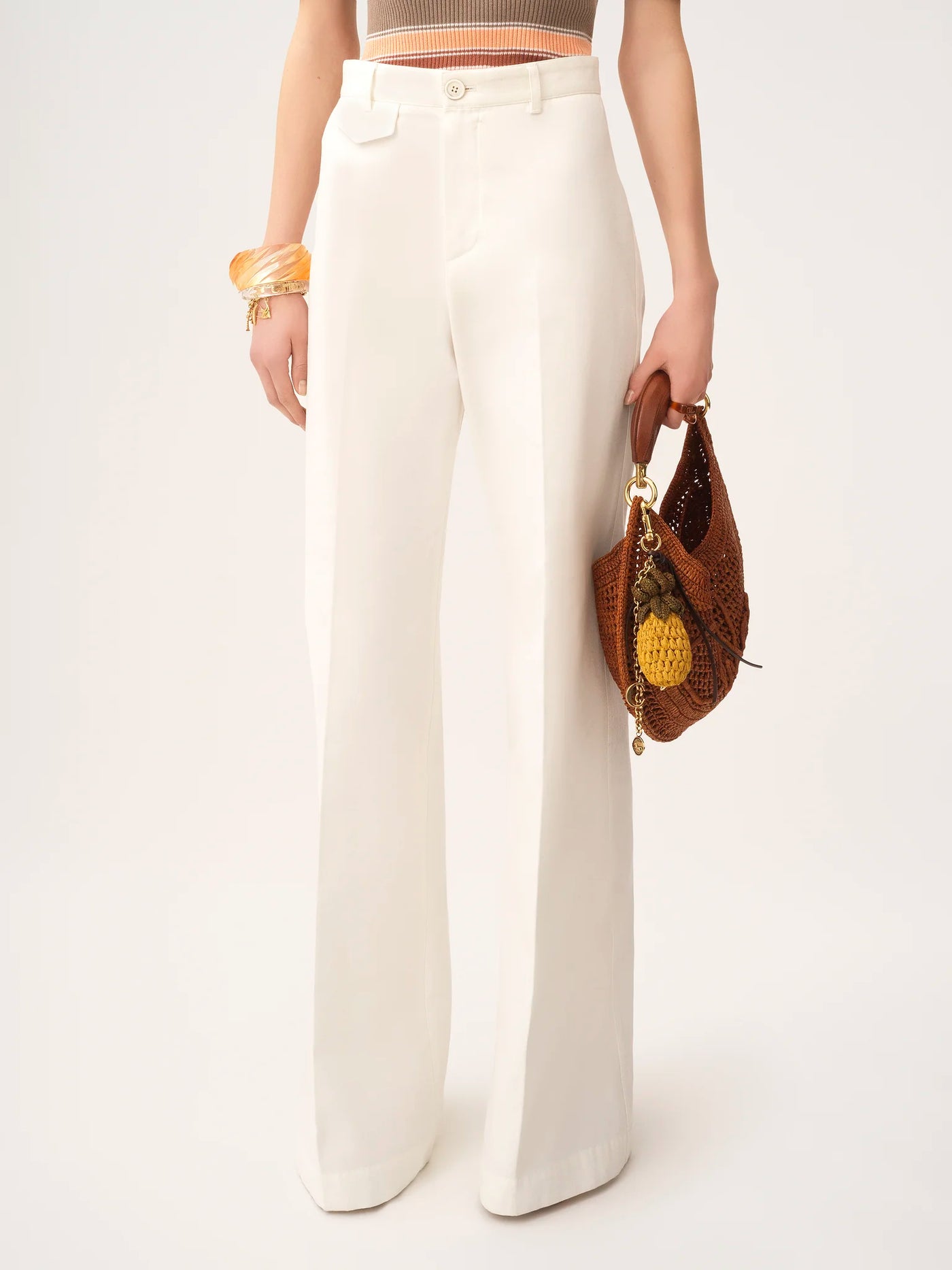 CHLOÉ - Pantalon taille haute évasé en toile de coton