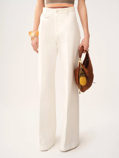 CHLOÉ - Pantalon taille haute évasé en toile de coton