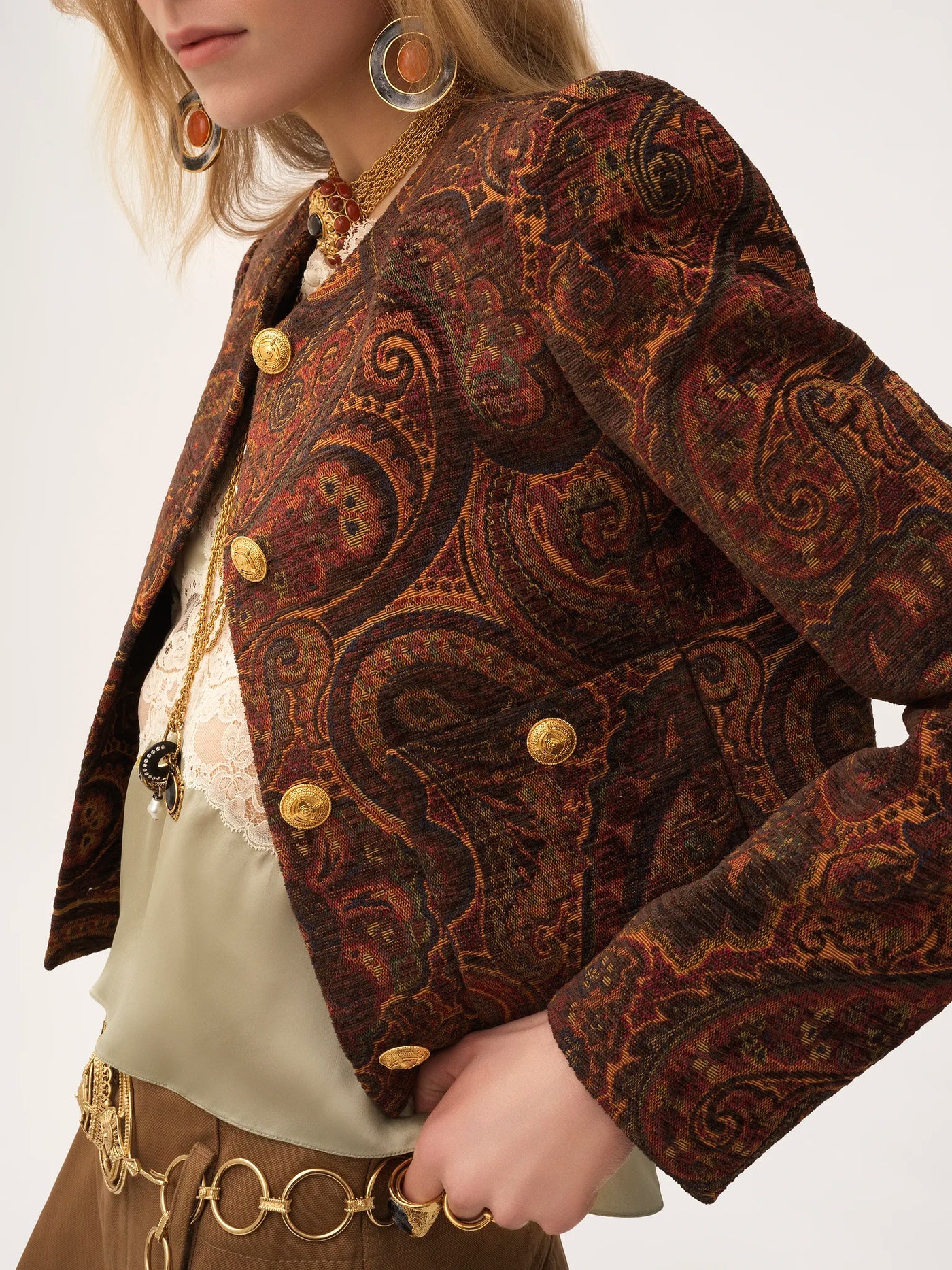 CHLOÉ - Veste droite sans col en jacquard