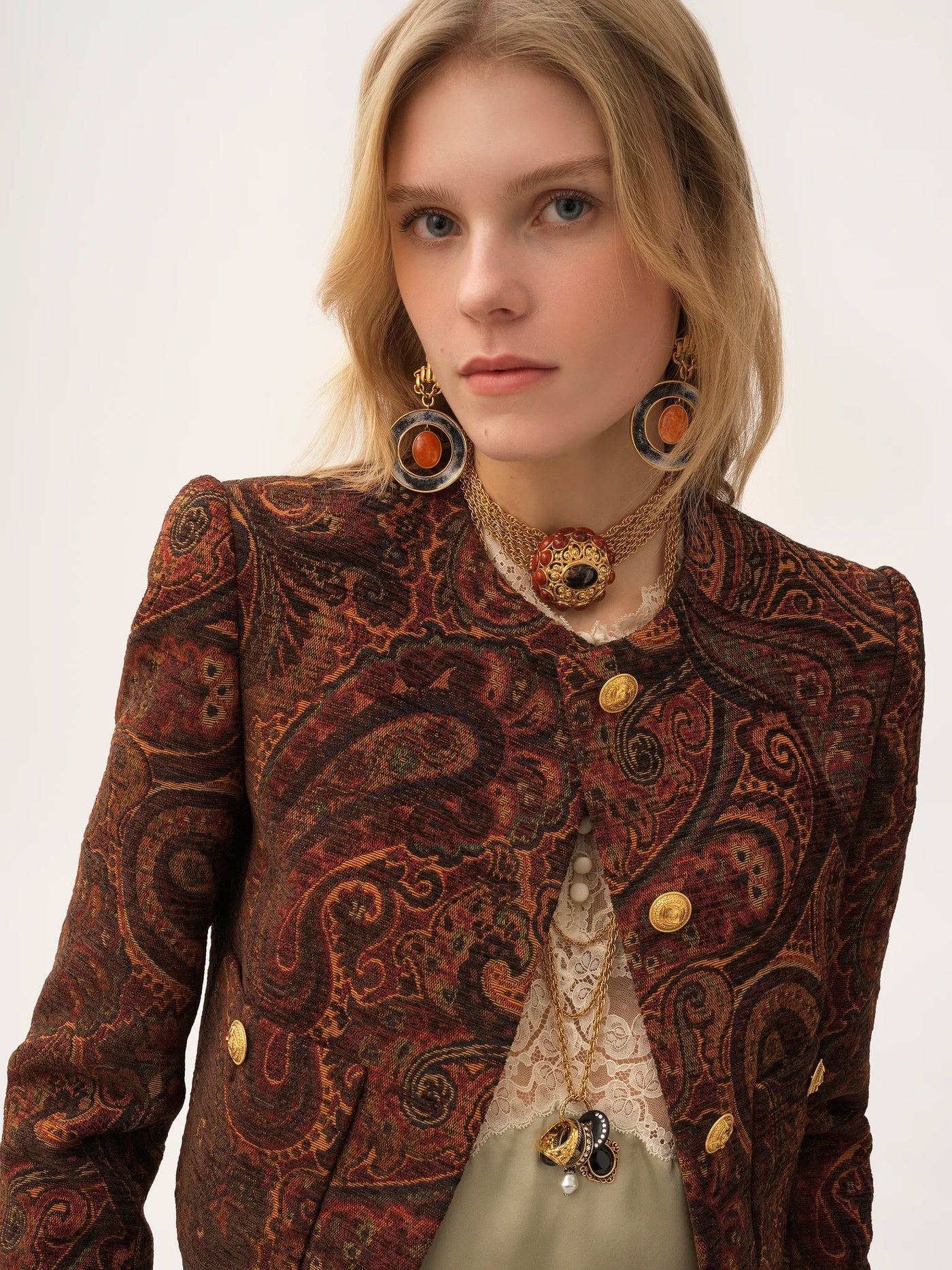 CHLOÉ - Veste droite sans col en jacquard
