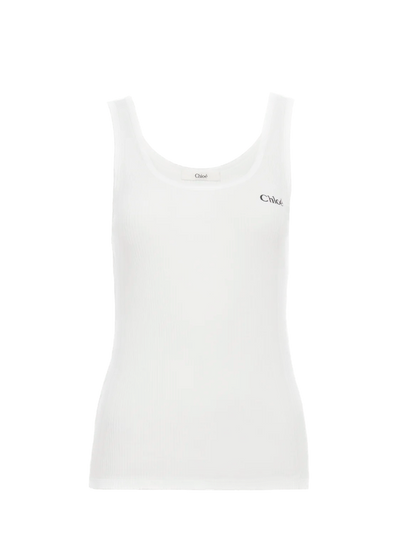CHLOÉ - Débardeur blanc à logo