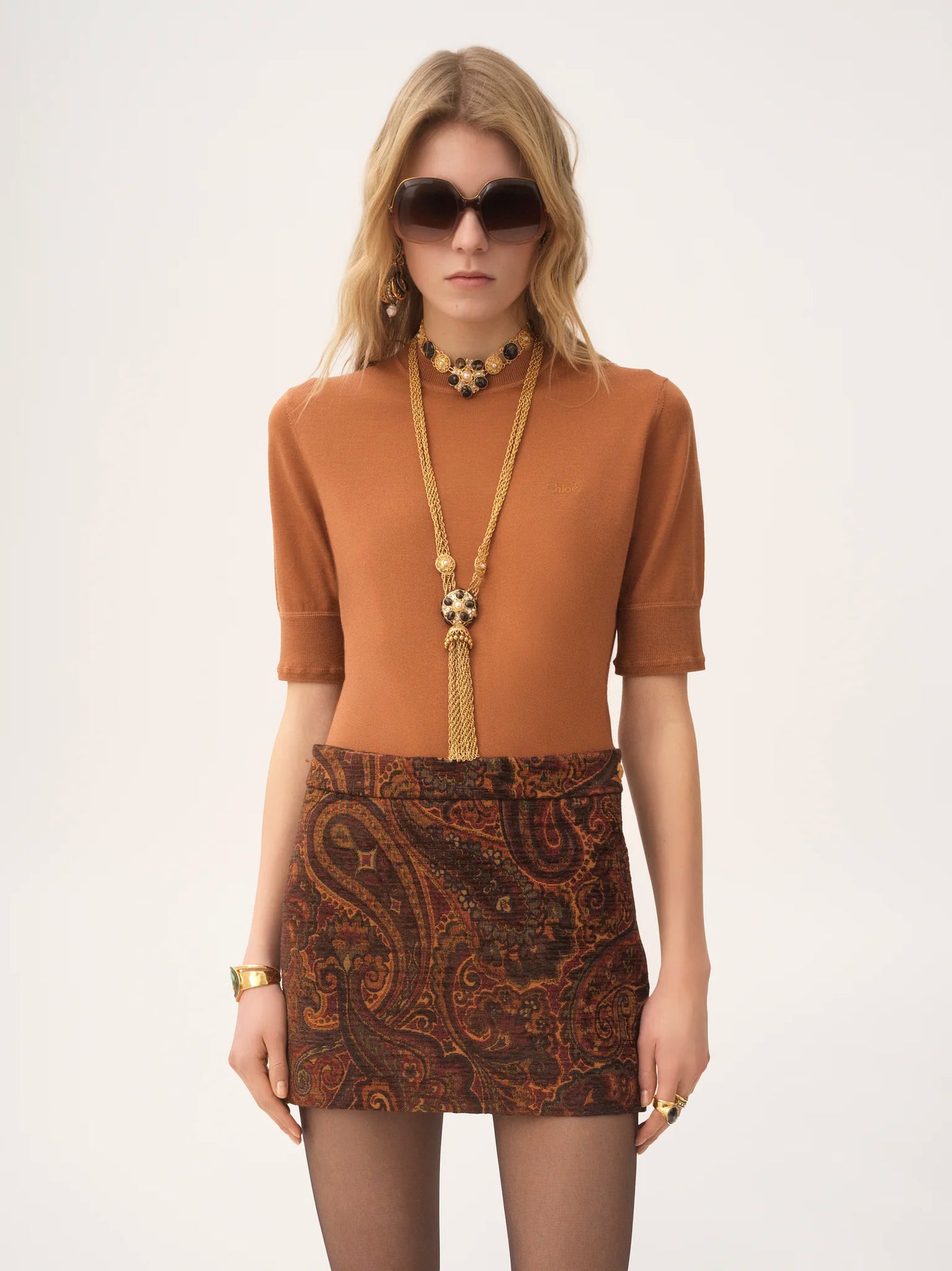 CHLOÉ - Mini jupe droite en jacquard