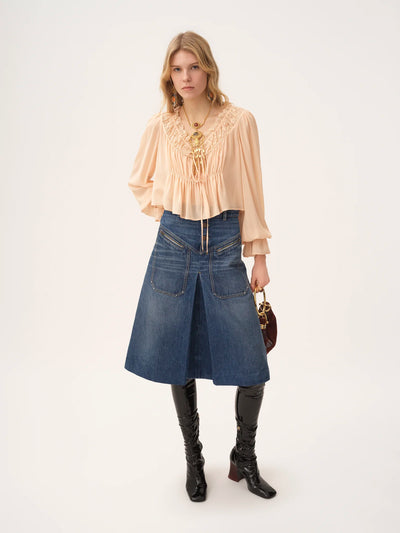 CHLOÉ - Jupe mi-longue en denim