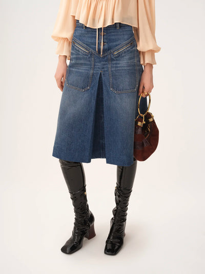 CHLOÉ - Jupe mi-longue en denim