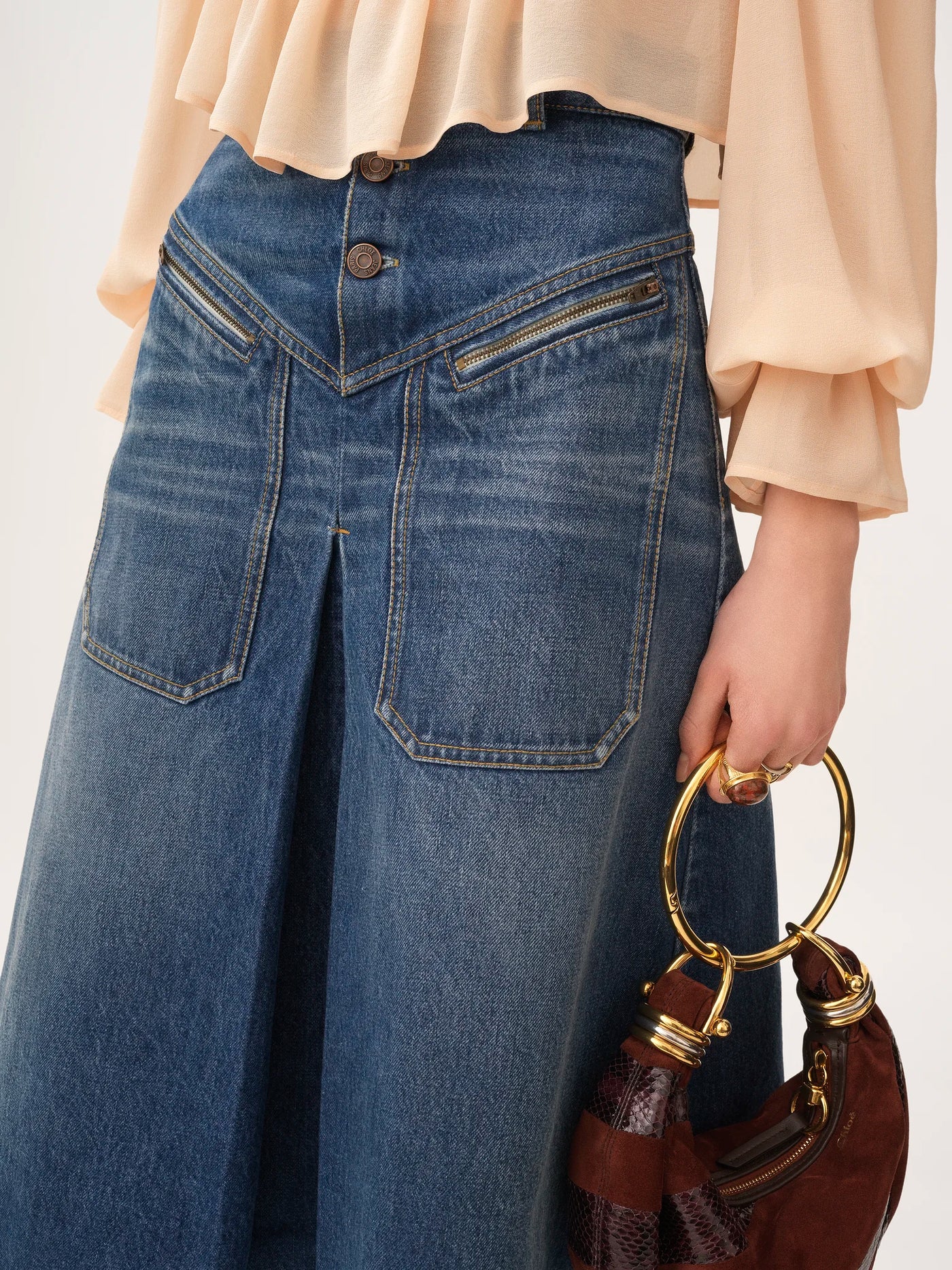CHLOÉ - Jupe mi-longue en denim
