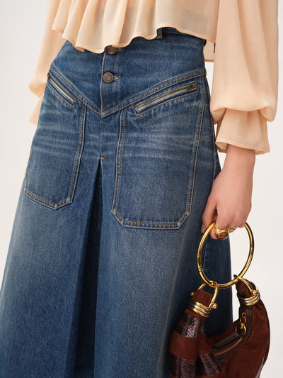 CHLOÉ - Jupe mi-longue en denim
