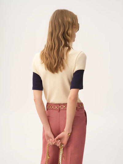 CHLOÉ- T-shirt ajusté en coton et laine flammés à logo