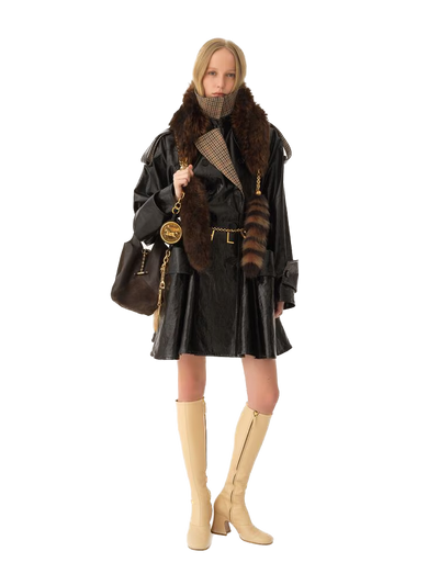 Chloé - Manteau cavalier court croisé en lin enduit