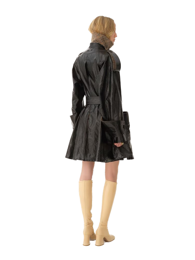 Chloé - Manteau cavalier court croisé en lin enduit