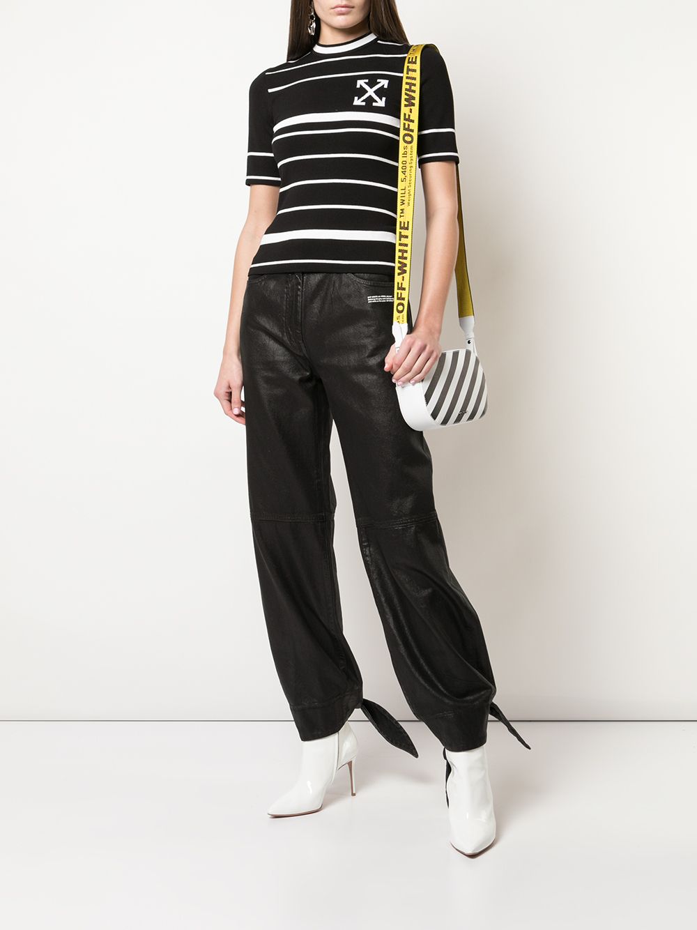 OFF-WHITE - Top en maille rayée à logo