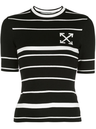 OFF-WHITE - Top en maille rayée à logo