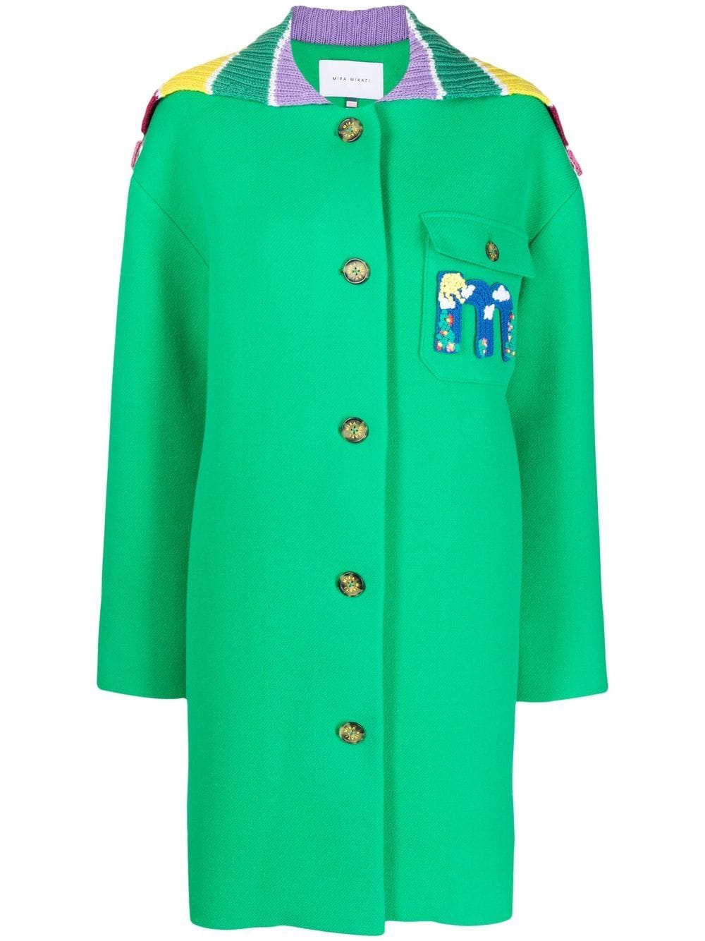 MIRA MIKATI - Manteau en maille à col contrastant