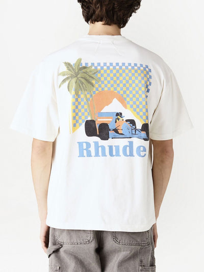 RHUDE - T-shirt en coton moonlight tropics blanc