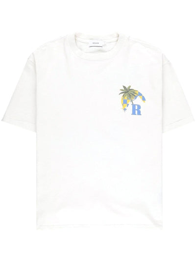 RHUDE - T-shirt en coton moonlight tropics blanc
