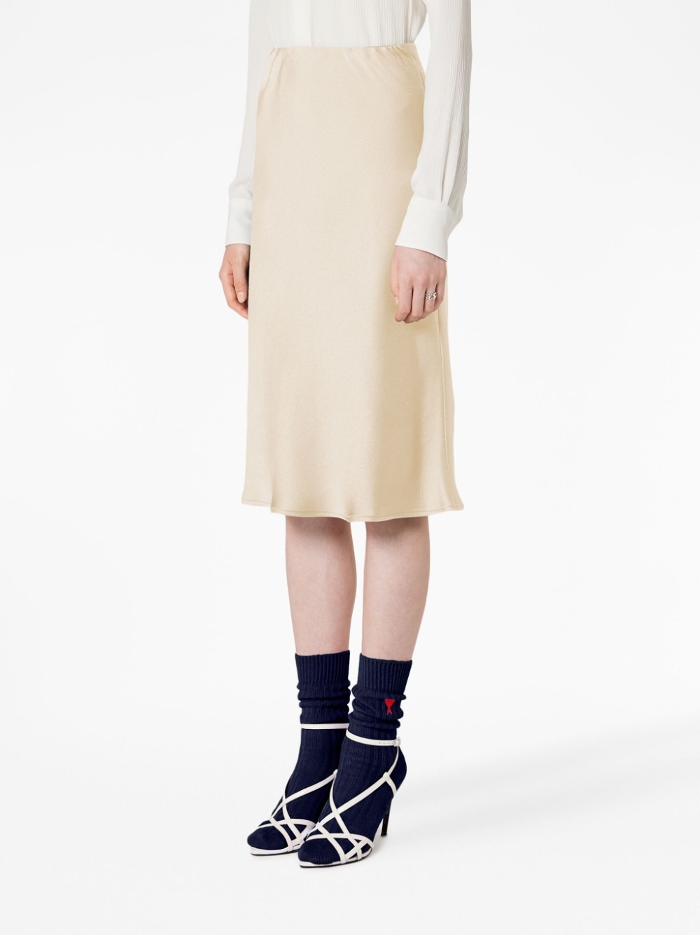 AMI - High-waisted satin skirt