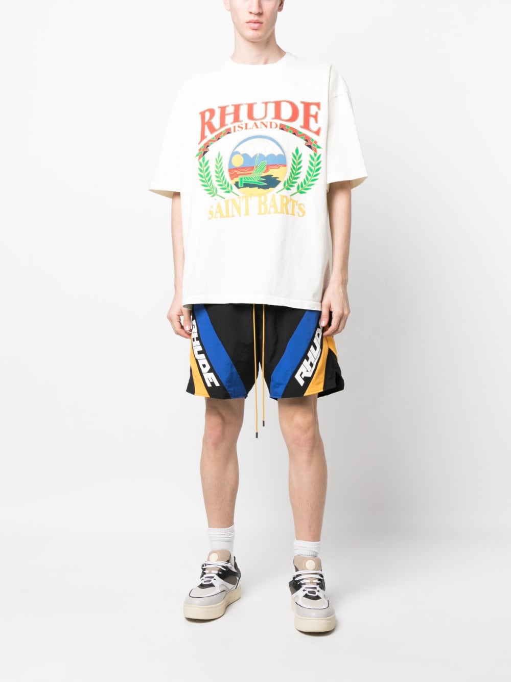 RHUDE - T-shirt en coton beach chair blanc